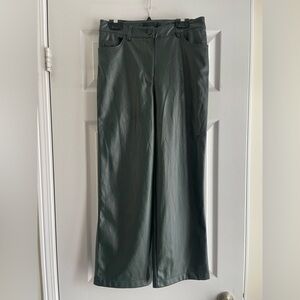 Dark Green Wide-Leg Pants